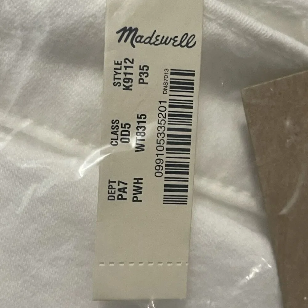 MADEWELL High Rise Skinny Jeans US 20P Size 35 Petite White NEW Step‎ Frayed Hem